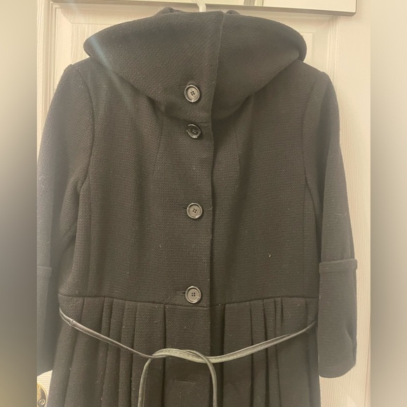 Farhi Black 100% Wool Jacket with leather tie at waist - Picture 4 of 10